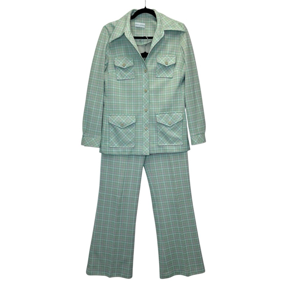 Vintage Alex Colman California 1970s Paintsuit Womens Large Pink & Green Plaid